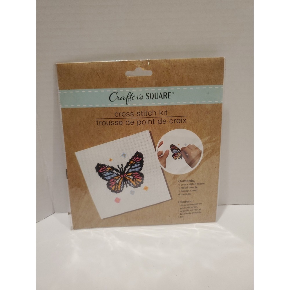 Cross Stitch Kit Crafters Square Butterfly w/Needle and Thread